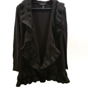 WHBM Black Fringed Cardigan Sz S